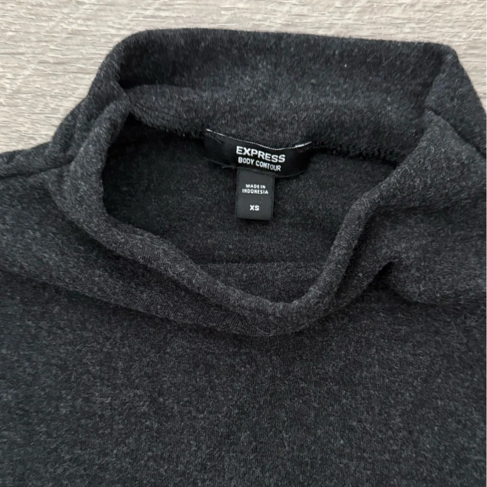 NWOT Express Body Contour Cozy Mock Neck Sleeveless Bodysuit XS Charcoal Gray - Picture 4 of 5